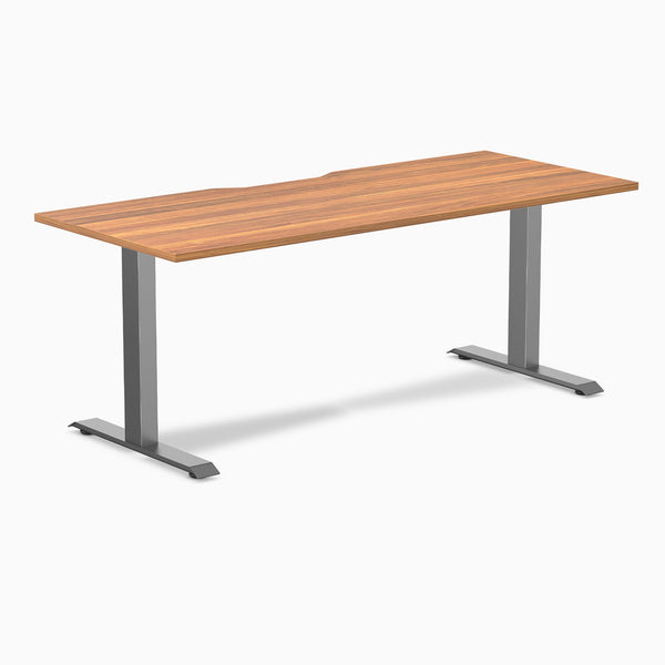 Desky Zero Scalloped Laminate Office Desk, Prime Oak desktop, Space Gray frame