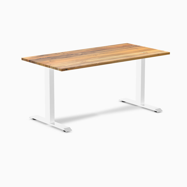 Desky fixed hardwood desk white ash 1500mm in white legs