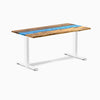 Desky fixed resin hardwood teak blue river 1500mm with white legs