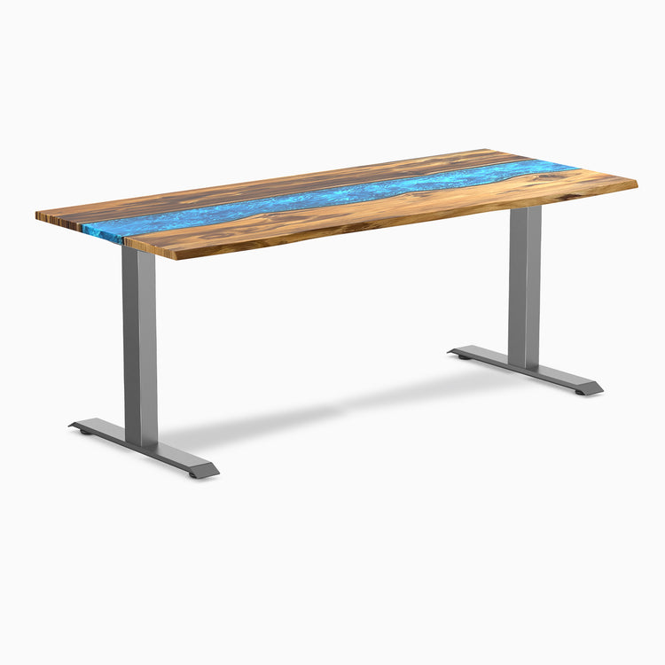 Fixed teak blue river desk - Desky