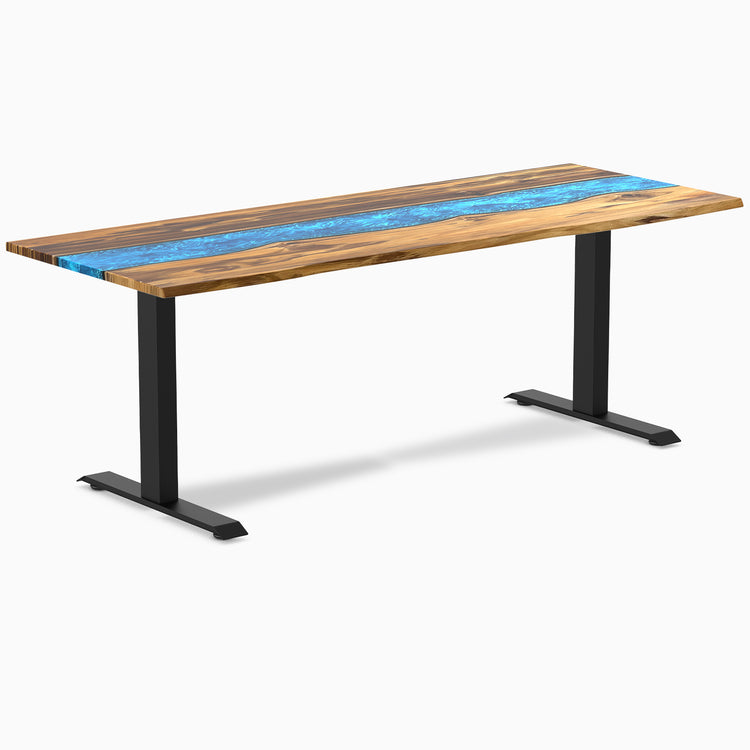 Fixed resin teak blue river desk - Desky