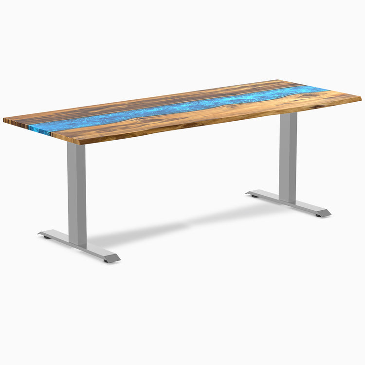 Fixed resin teak blue river desk - Desky