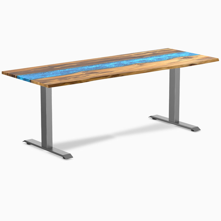 Fixed resin teak blue river desk - Desky