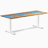 Fixed resin teak blue river desk - Desky