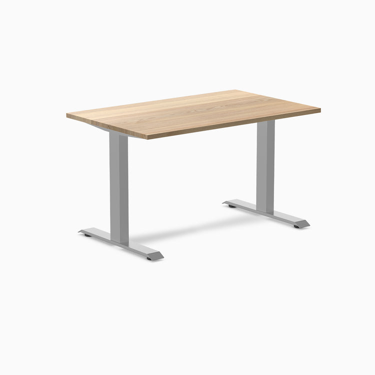 Desky fixed hardwood desk white ash 1200mm in gray legs