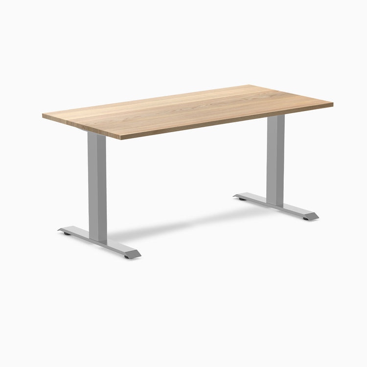 Desky fixed hardwood desk white ash 1500mm in gray legs