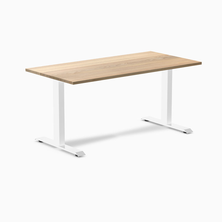 Desky fixed hardwood desk white ash 1500mm in white legs