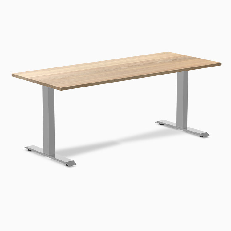 Desky fixed hardwood desk white ash 1800mm in gray legs