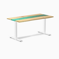 Desky fixed resin hardwood white ash emerald river 1500mm with white legs