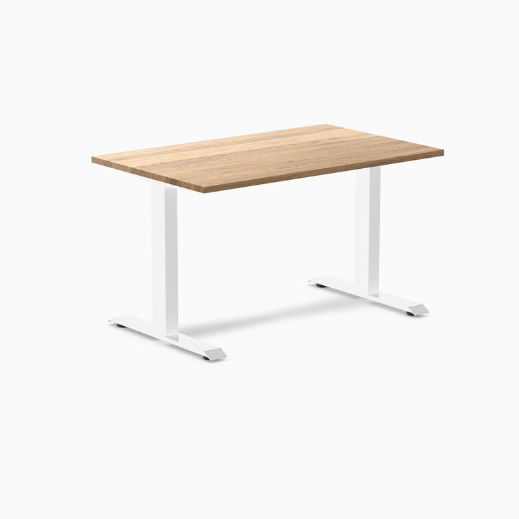 Desky fixed hardwood desk white oak 1200mm in white legs