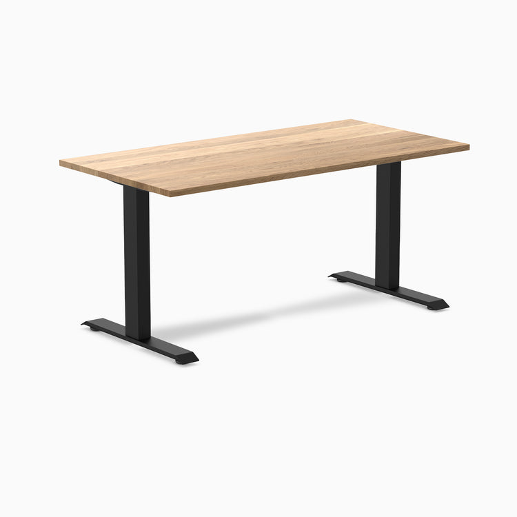 Desky fixed hardwood desk white oak 1500mm in black legs