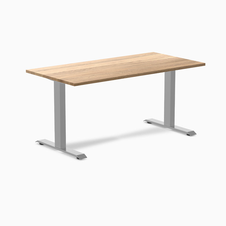 Desky fixed hardwood desk white oak 1500mm in gray legs