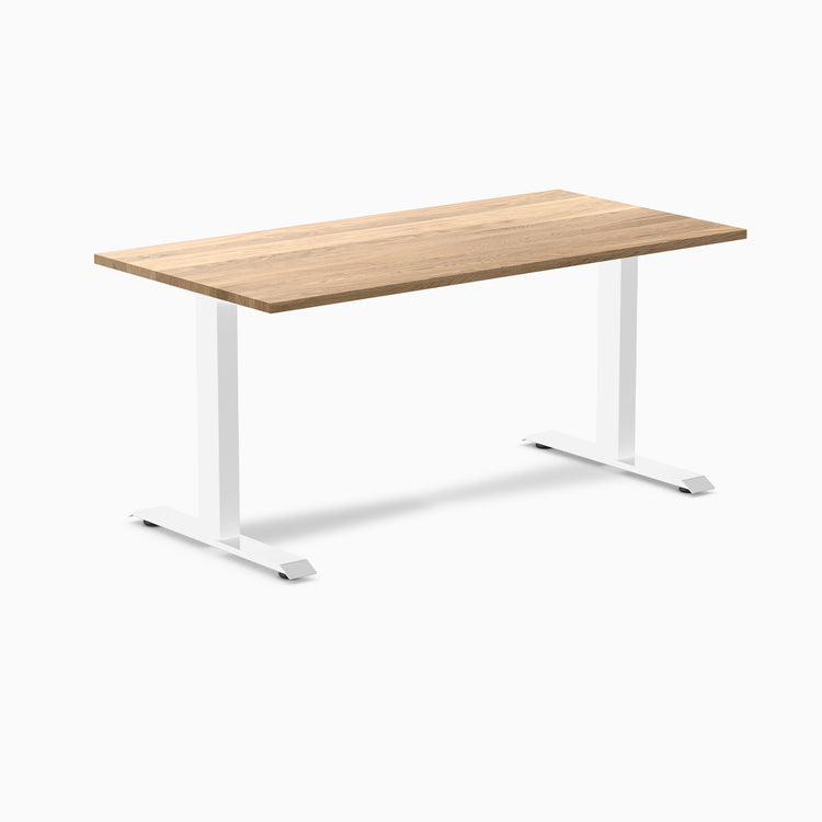 Desky fixed hardwood desk white oak 1500mm in white legs