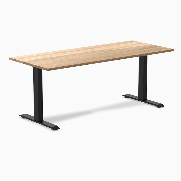 Desky fixed hardwood desk white oak 1800mm in black legs