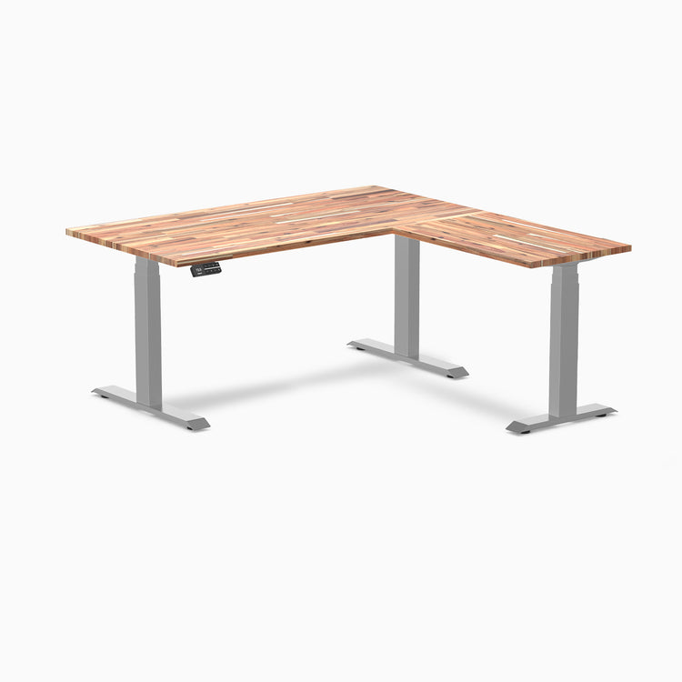 Desky dual softwood L-shape desk 1500mm acacia in gray