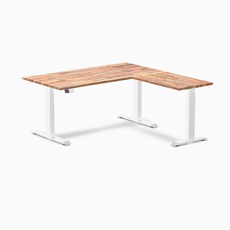 Desky dual softwood L-shape desk 1500mm acacia in white