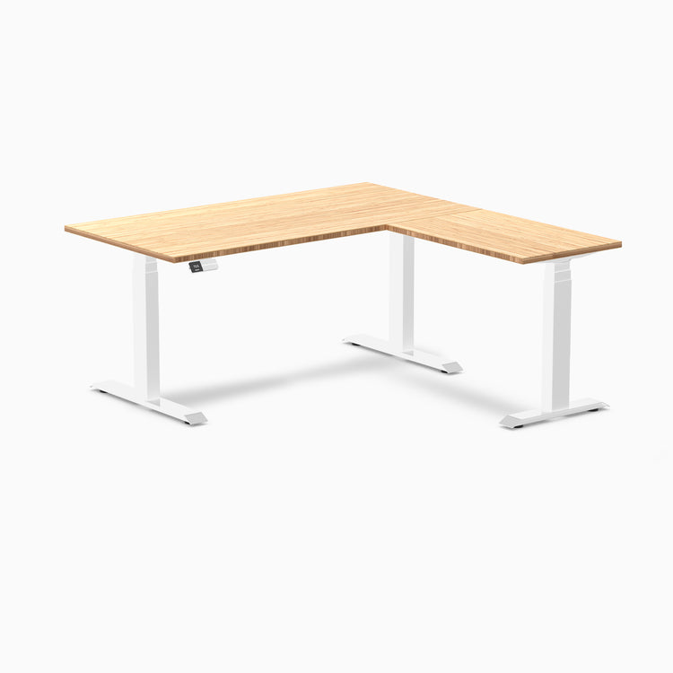 L-shape dual bamboo desk Desky 1500mm in white