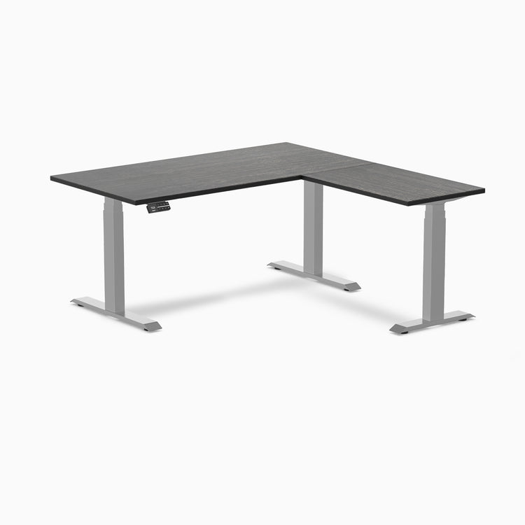 L-shape dual dark bamboo desk Desky 1500mm in gray