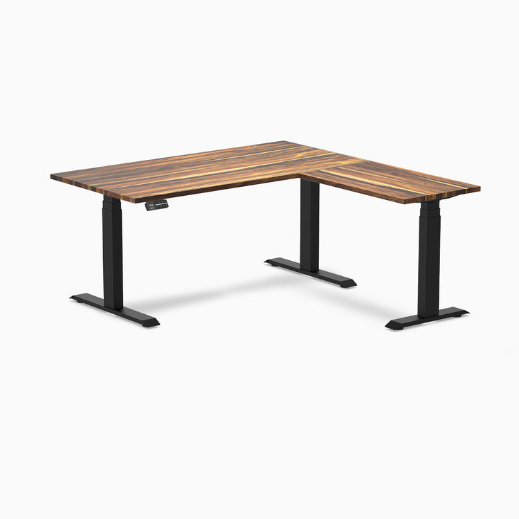 L-shape hardwoodd pheasantwood standing desk from Desky