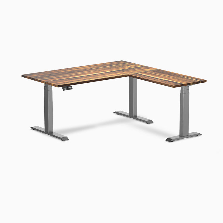 Desky Hardwood L-Shape Sit Stand Desk