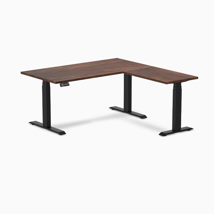 Desky dual softwood L-shape desk 1800mm rustic pine in black