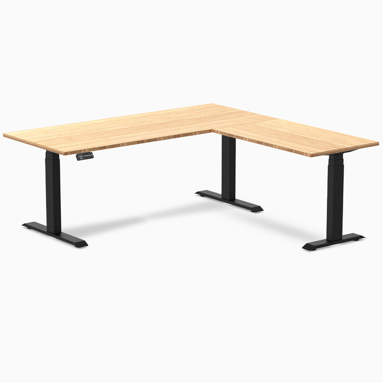 L-shape dual bamboo desk Desky 1800mm in black