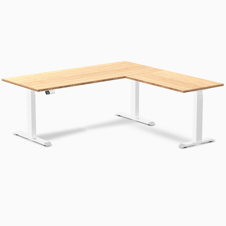 L-shape dual bamboo desk Desky 1800mm in white