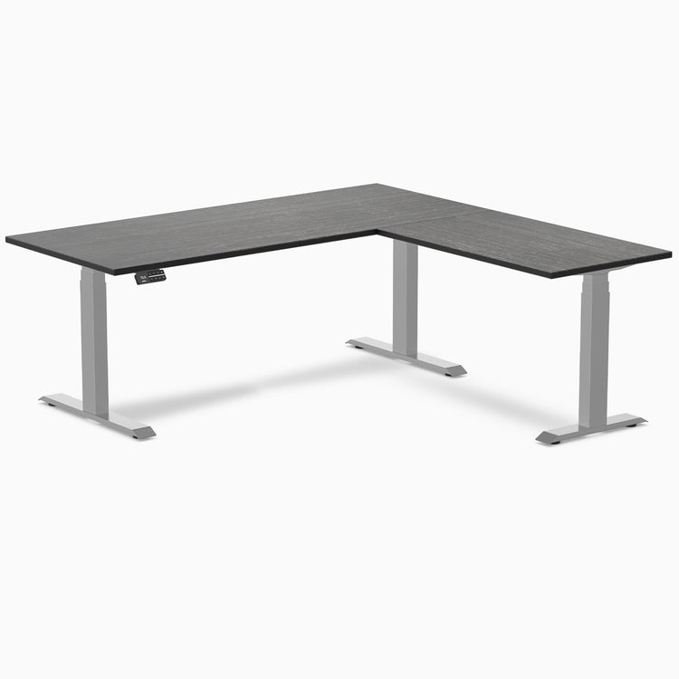 L-shape dual dark bamboo desk Desky 1500mm in gray