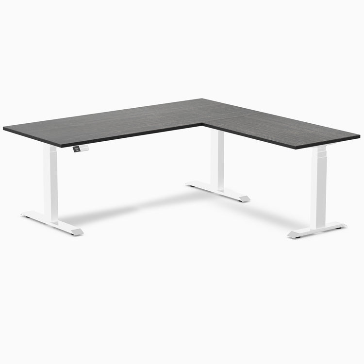 L-shape dual dark bamboo desk Desky 1500mm in white