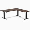 Desky L-shape dual rubberwood dark walnut 1500mm in black