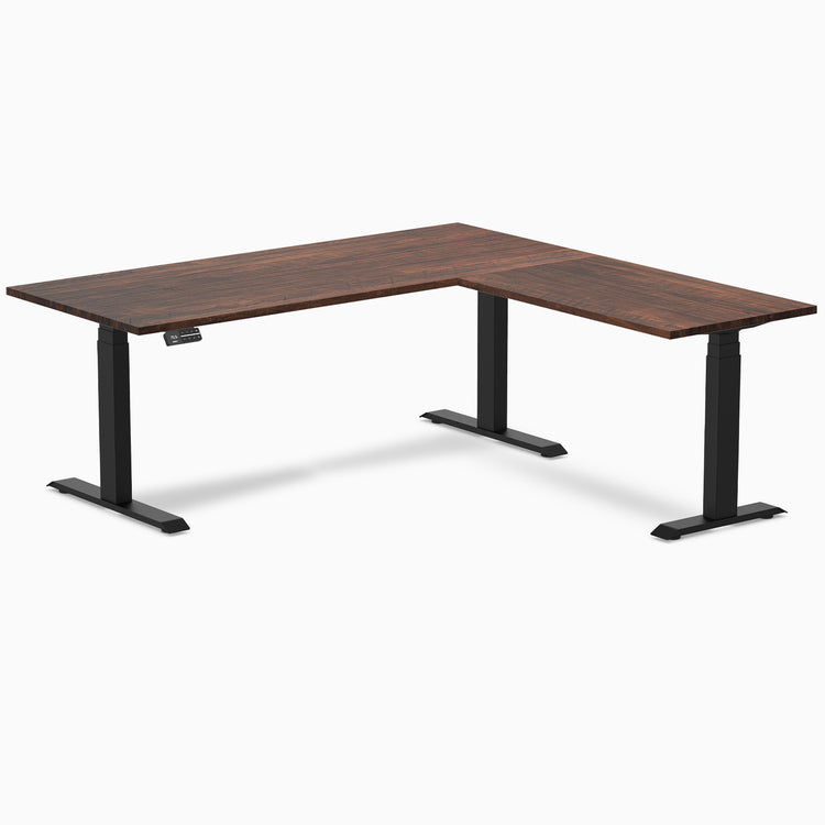 Desky dual softwood L-shape desk 1800mm rustic pine in black