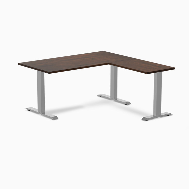 L-shape zero rubberwood fixed dark walnut 1500mm with gray legs