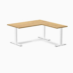 L-shape zero rubberwood fixed light oak 1500mm with white legs