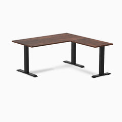 L-shape fixed softwood rustic pine 1500mm in black legs