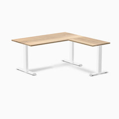 zero hardwood l-shape desk white ash 1500mm in white legs 