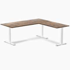 zero laminate L-shape 1800mm in natural walnut with white legs 