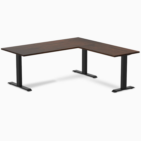 L-shape zero rubberwood fixed dark walnut 1800mm with black legs