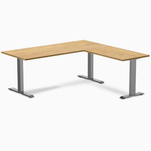 Desky Zero Rubberwood L-Shape Office Desk -  light oak 1800mm space grey frame