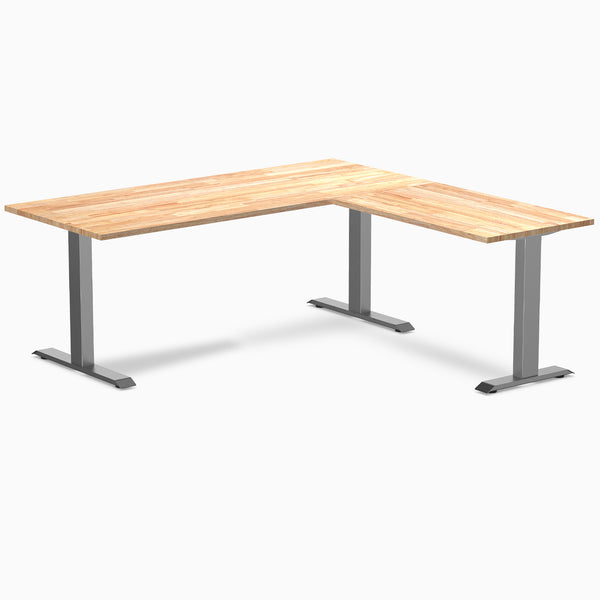 Desky Zero Rubberwood L-Shape Office Desk - natural 1800mm space grey frame