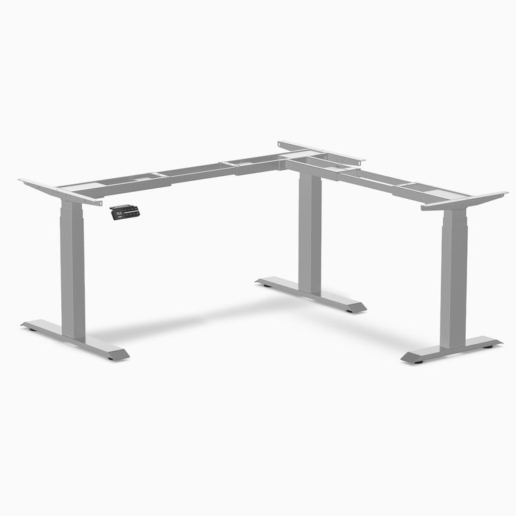 Desky Sit Stand L-Shape Desk Frame in gray