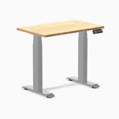 Desky Dual Mini Bamboo Sit Stand Desk, Bamboo desktop, Gray frame