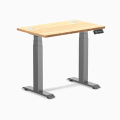 Desky Dual Mini Bamboo Sit Stand Desk, Bamboo desktop, Space Gray frame