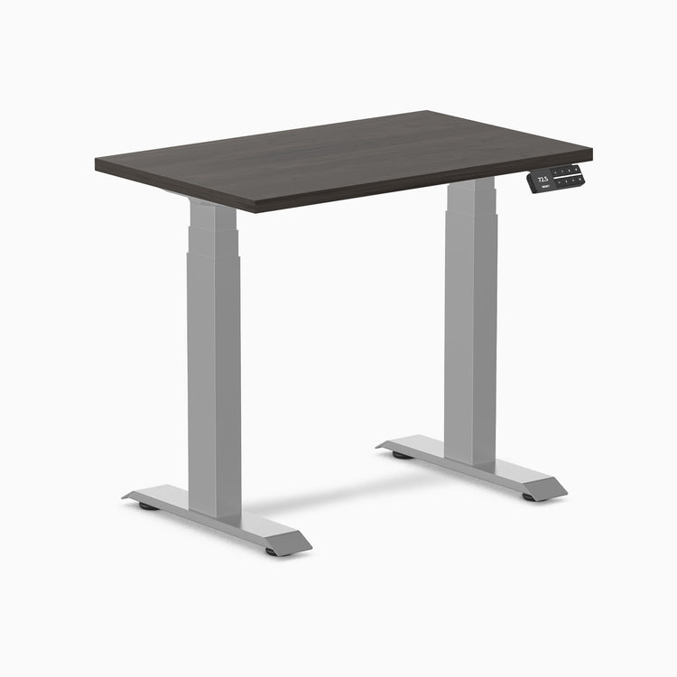 800mm desky dual mini desk in burnished top and grey legs