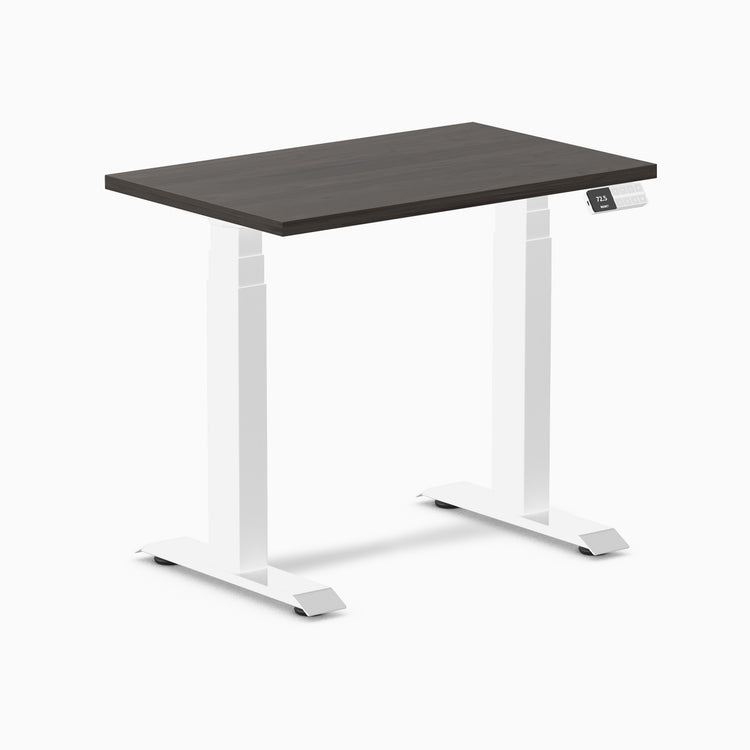 800mm desky dual mini desk in burnished top and white legs