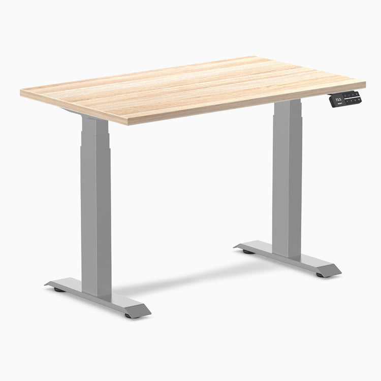 1000mm desky dual mini desk in classic oak top and grey legs