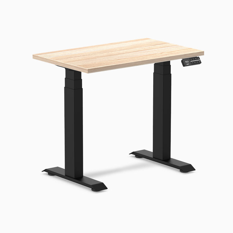 800mm desky dual mini desk in classic oak top and black legs