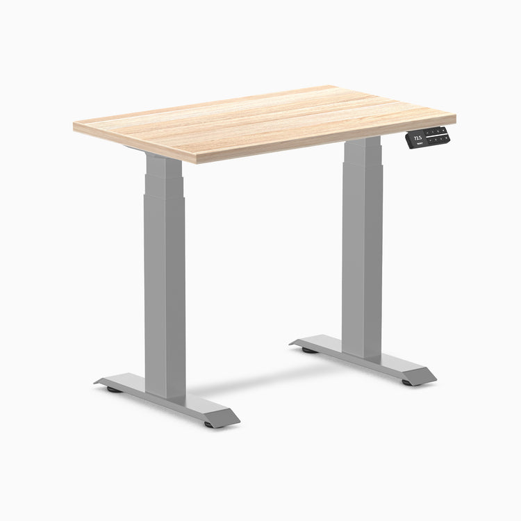 800mm desky dual mini desk in classic oak top and grey legs