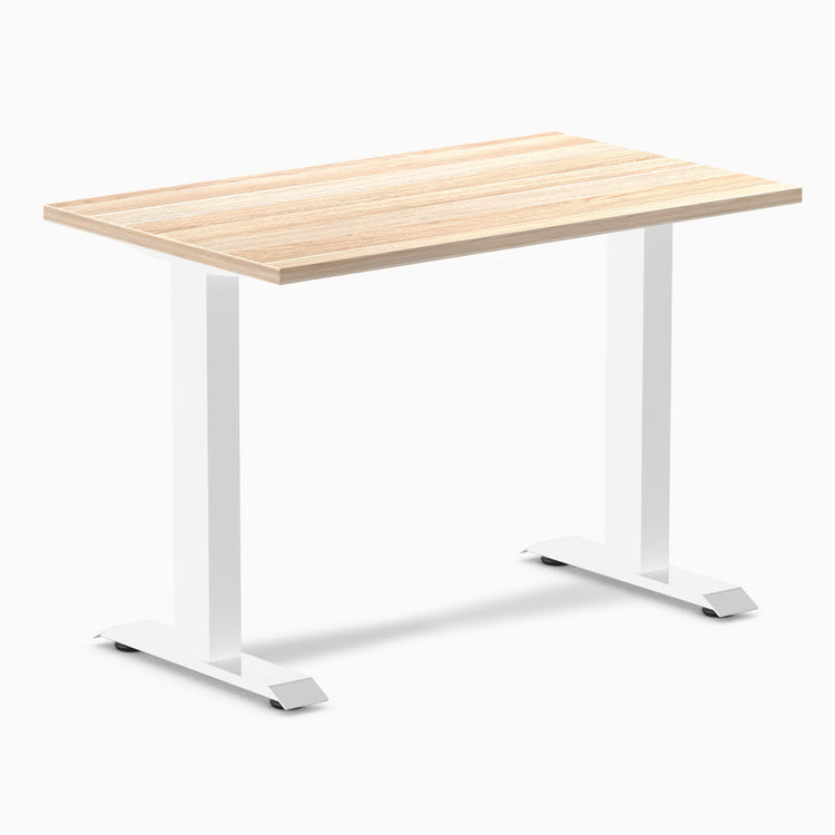 Desky fixed mini laminate desk 1000mm classic oak in white legs 