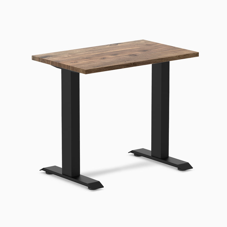 Desky fixed mini hardwood natural walnut 800mm in black legs