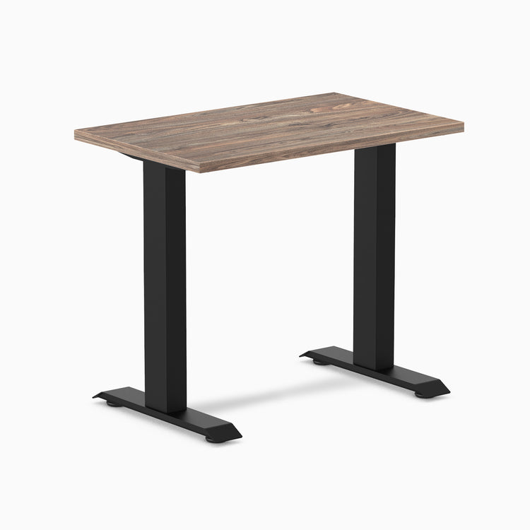 Desky fixed mini laminate desk 800mm nat walnut in black legs 